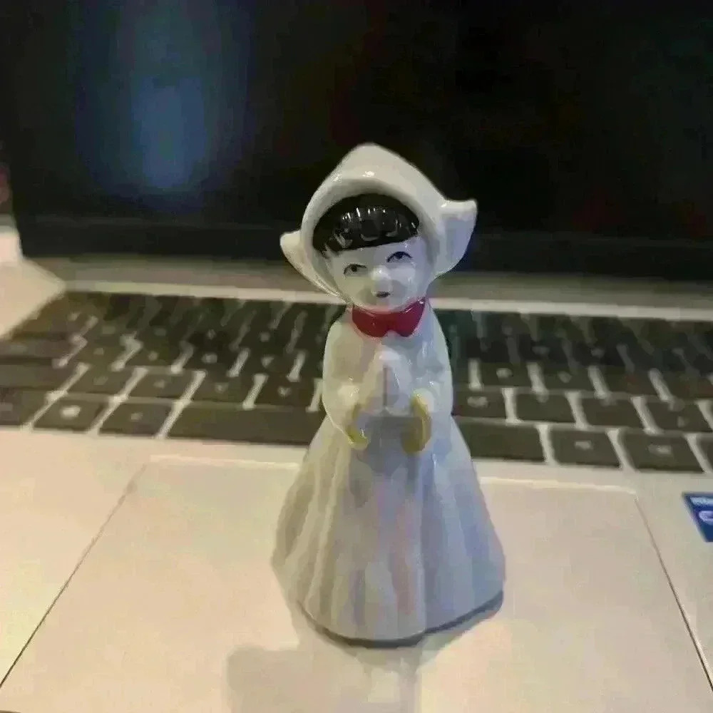 Vintage Porcelain Bell Figurine - Dutch Girl With Praying Hands White Dress